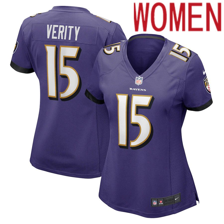 Women Baltimore Ravens #15 Jake Verity Nike Purple Game NFL Jersey->customized nfl jersey->Custom Jersey